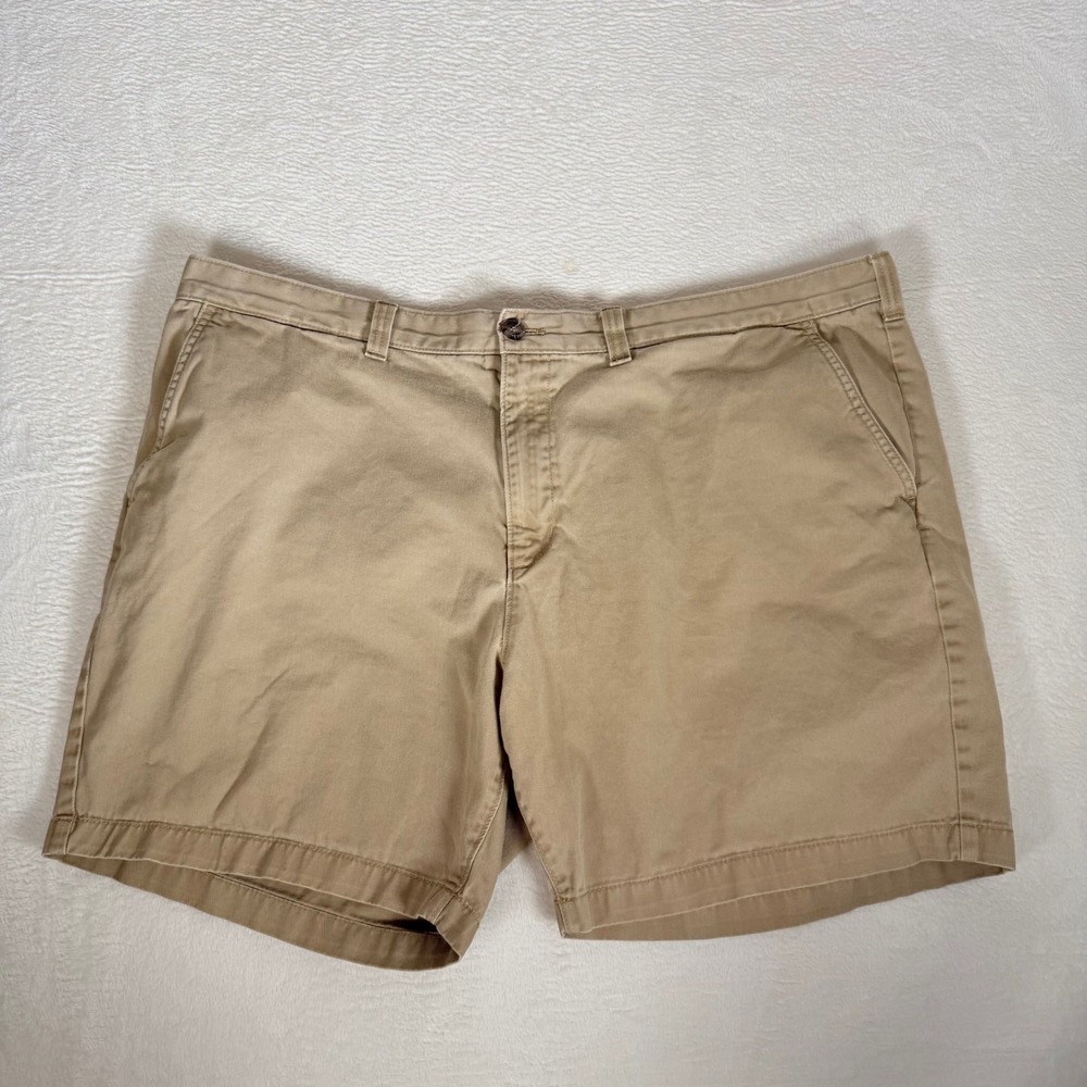 Eddie Bauer Legend Chino Shorts 44 Khaki Tan Mens Classic Fit Flat Front